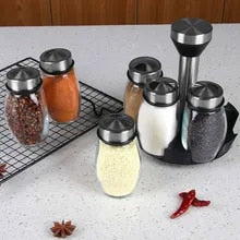 6-Piece Rotating Spice Jar Set for Stylish Kitchen Storage