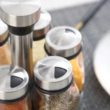 6-Piece Rotating Spice Jar Set for Stylish Kitchen Storage