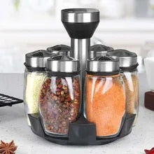 6-Piece Rotating Spice Jar Set for Stylish Kitchen Storage